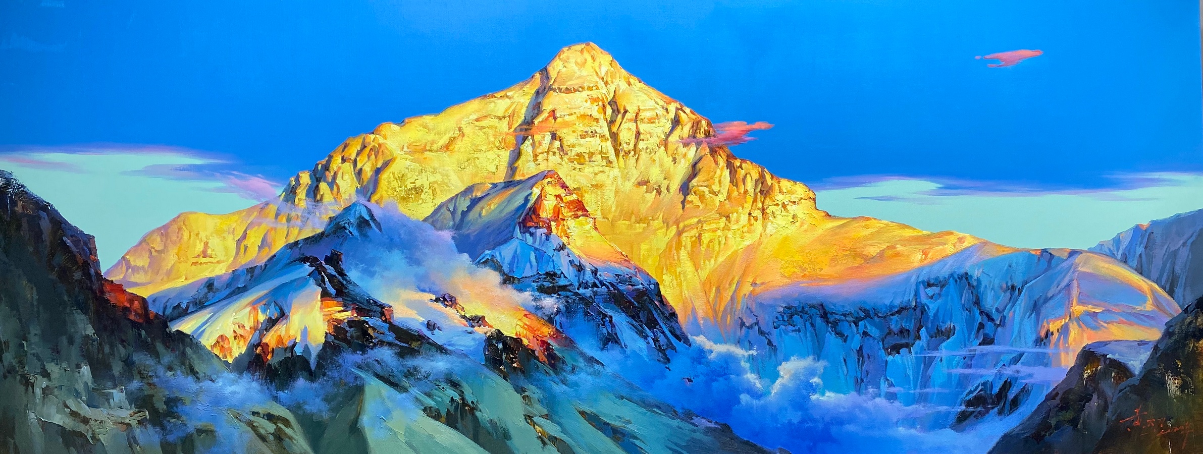 《日照金山·珠峰》260x100cm 布面油画 2020年 作品定制需要提前六个月